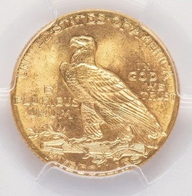 1908 $5 INDIAN BLUE GRADIENT INDIAN HALF EAGLE (1 of 2)