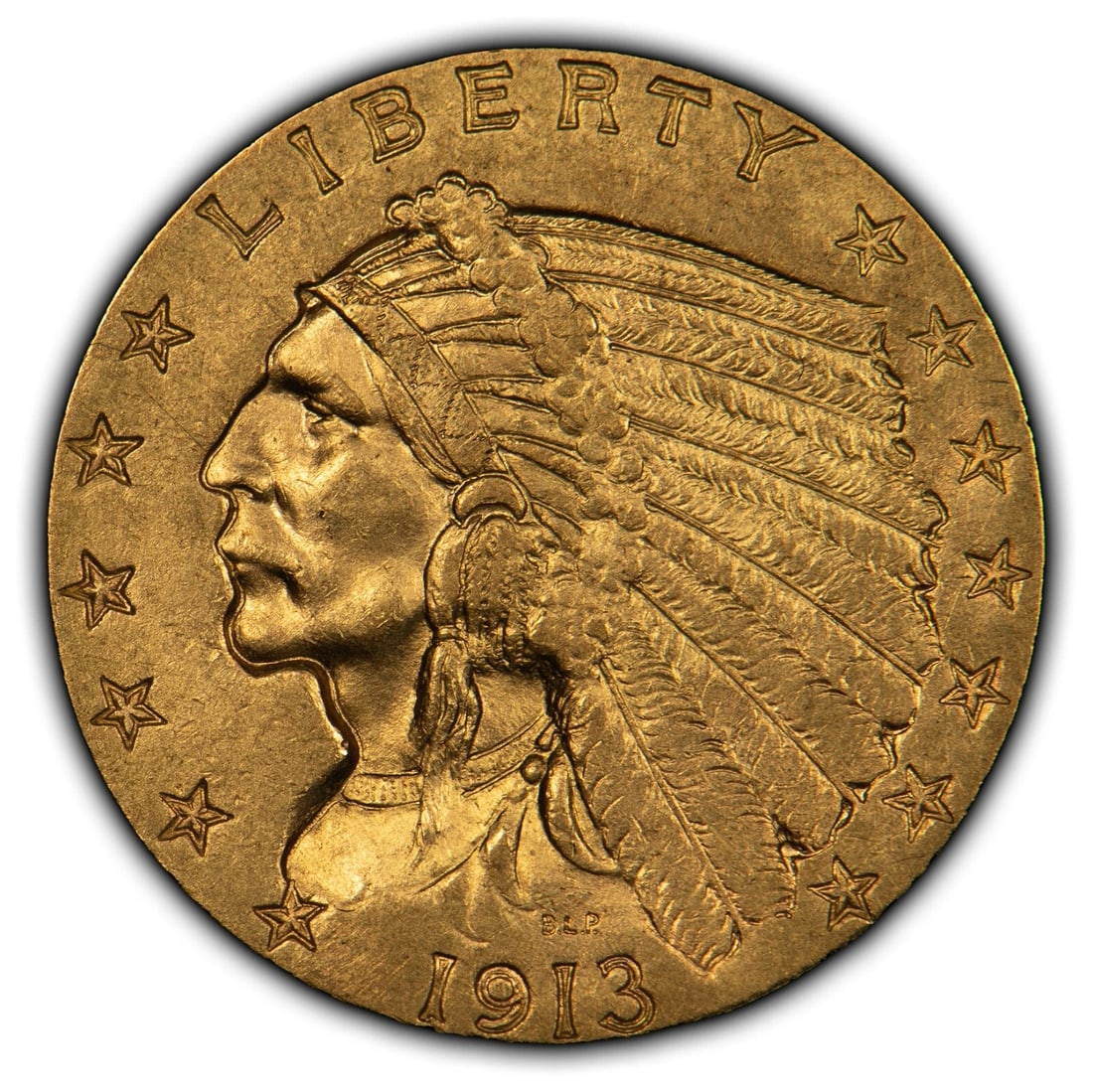 1913 G$2.50 INDIAN HEAD GOLD QUARTER EAGLE: 1913 G$2.50 Indian Head Gold Quarter Eagle Brand/Mint: U.S. Mint Year: 1913 Fineness: 0.9 Country of Origin: United States Accessories: None Accessories Notice: When purchasing pre-owned goods, ple