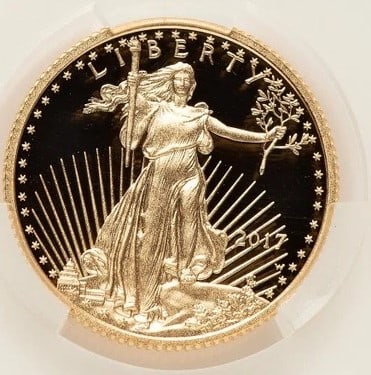 2017-W PROOF GOLD EAGLE 1/4 OZ FIRST DELIVERY G: 2017-W Proof Gold Eagle 1/4 oz First Delivery G Year: 2017 Composition: GOLD Denomination: $10 Country of Origin: United States Accessories: None Accessories Notice: When purchasing pre-owned goods