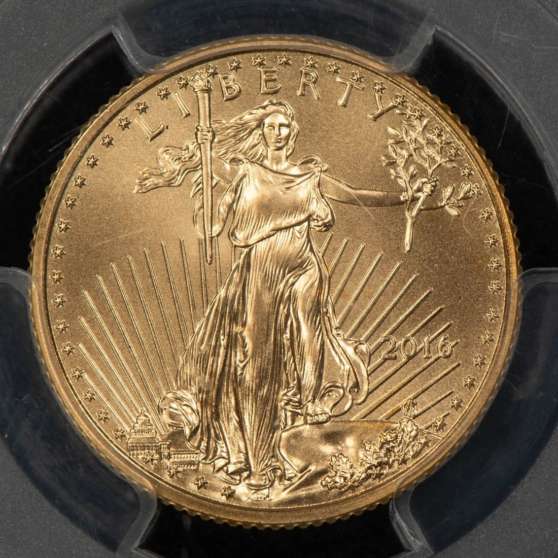 2016 G$10 1/4 OZ GOLD AMERICAN EAGLE - 30TH ANNIVERSARY: 2016 G$10 1/4 oz Gold American Eagle - 30th Anniversary Brand/Mint: U.S. Mint Year: 2016 Fineness: 0.9167 Country of Origin: United States Accessories: None Accessories Notice: When purchasing