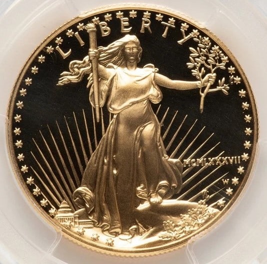 1987-W PROOF GOLD EAGLE 1 OZ BLUE GRADIENT (1 of 2)