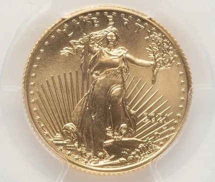 2021-W TY2 GOLD EAGLE 1/4 OZ UNFINISHED PROOF DIES BLUE GRADIENT: 2021-W TY2 Gold Eagle 1/4 oz Unfinished Proof Dies Blue Gradient Year: 2021 Composition: GOLD Denomination: $10 Country of Origin: United States Accessories: None Accessories Notice: When purchasing