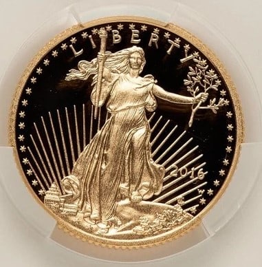 2016-W $10 QUARTER-OUNCE GOLD EAGLE 30TH ANNIVERSARY BROWN LABEL G (1 of 2)