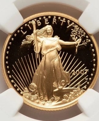 2007-W PROOF GOLD EAGLE 1/4 OZ RED BOOK: 2007-W Proof Gold Eagle 1/4 oz Red Book Year: 2007 Composition: GOLD Denomination: $10 Country of Origin: United States Accessories: None Accessories Notice: When purchasing pre-owned goods, please