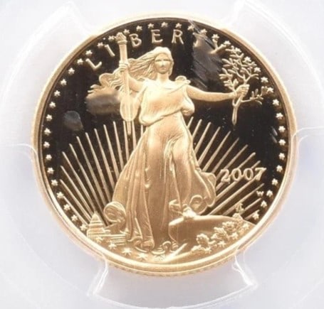 2007-W $10 AMERICAN GOLD EAGLE: 2007-W $10 American Gold Eagle Brand/Mint: U.S. Mint Year: 2007 Fineness: None Denomination: $10 Country of Origin: United States Accessories: None Accessories Notice: When purchasing pre-