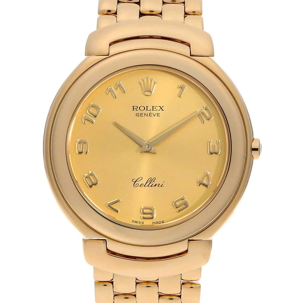 ROLEX CHERINI CHAMPAGNE WATCH: ROLEX Cherini Champagne watch Brand: ROLEX Type/Style: Wrist watch Material: Band Material Yellow Gold, Case Material Yellow Gold Color: Dial Color Champagne Gold Size: Case:W36mm Circumference of Wri