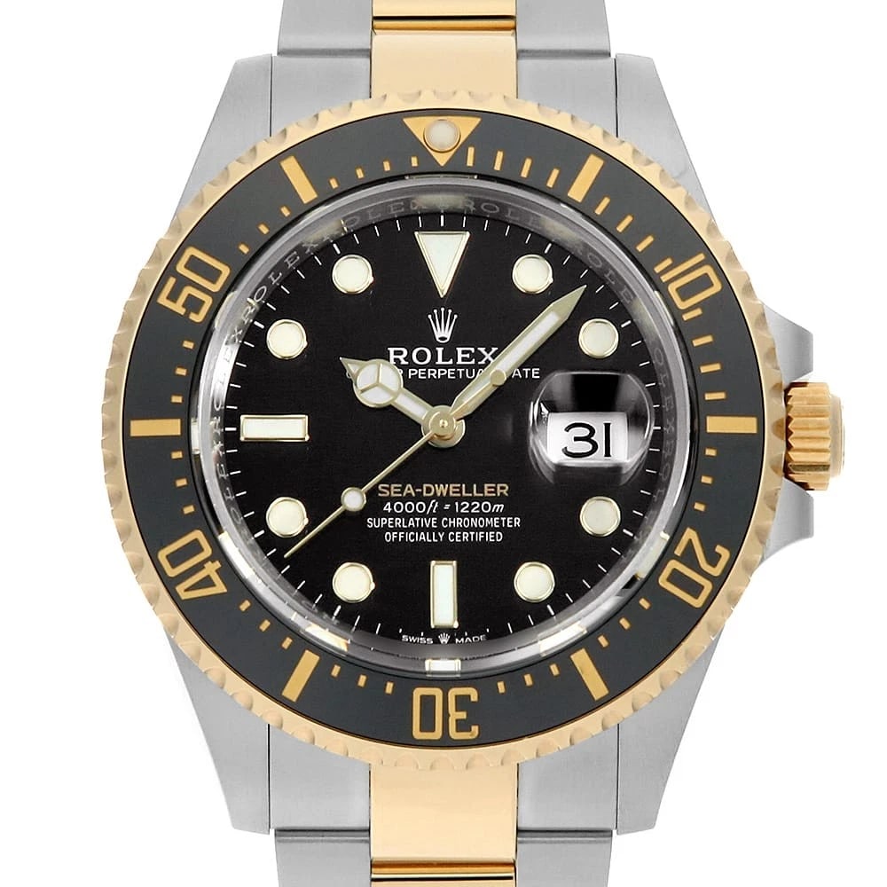 ROLEX SEA-DWELLER BLACK WATCH: ROLEX SEA-DWELLER black watch Brand: ROLEX Type/Style: Wrist watch Material: Band Material Stainless Steel/Yellow Gold, Case Material Stainless Steel/Yellow Gold Color: Dial Color Black Size: Case:W43