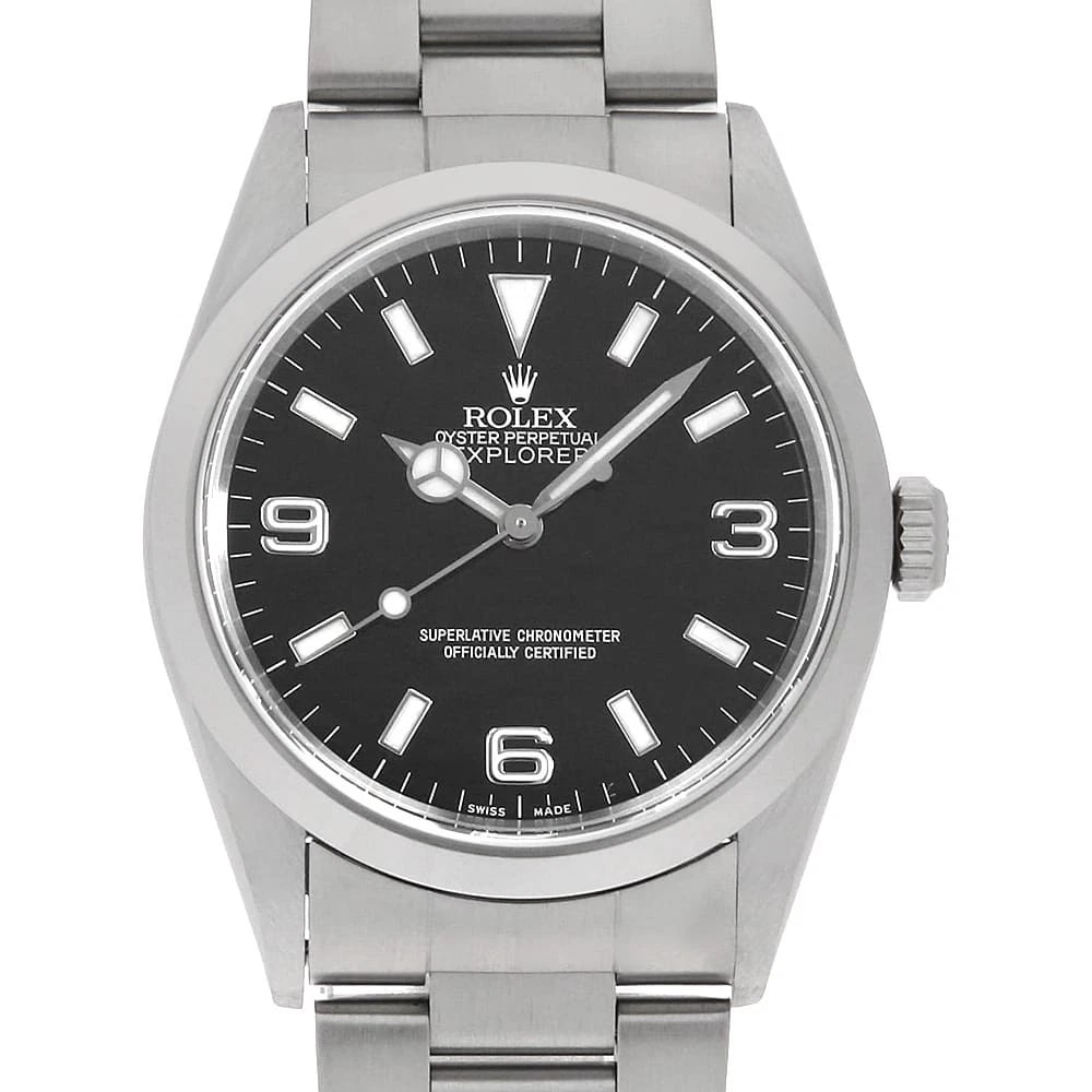 ROLEX EXPLORER BLACK STAINLESS STEEL WATCH: ROLEX Explorer black Stainless Steel watch Brand: ROLEX Type/Style: Wrist watch Material: Band Material Stainless Steel, Case Material Stainless Steel Color: Dial Color Black Size: Case:W36mm Circumfe