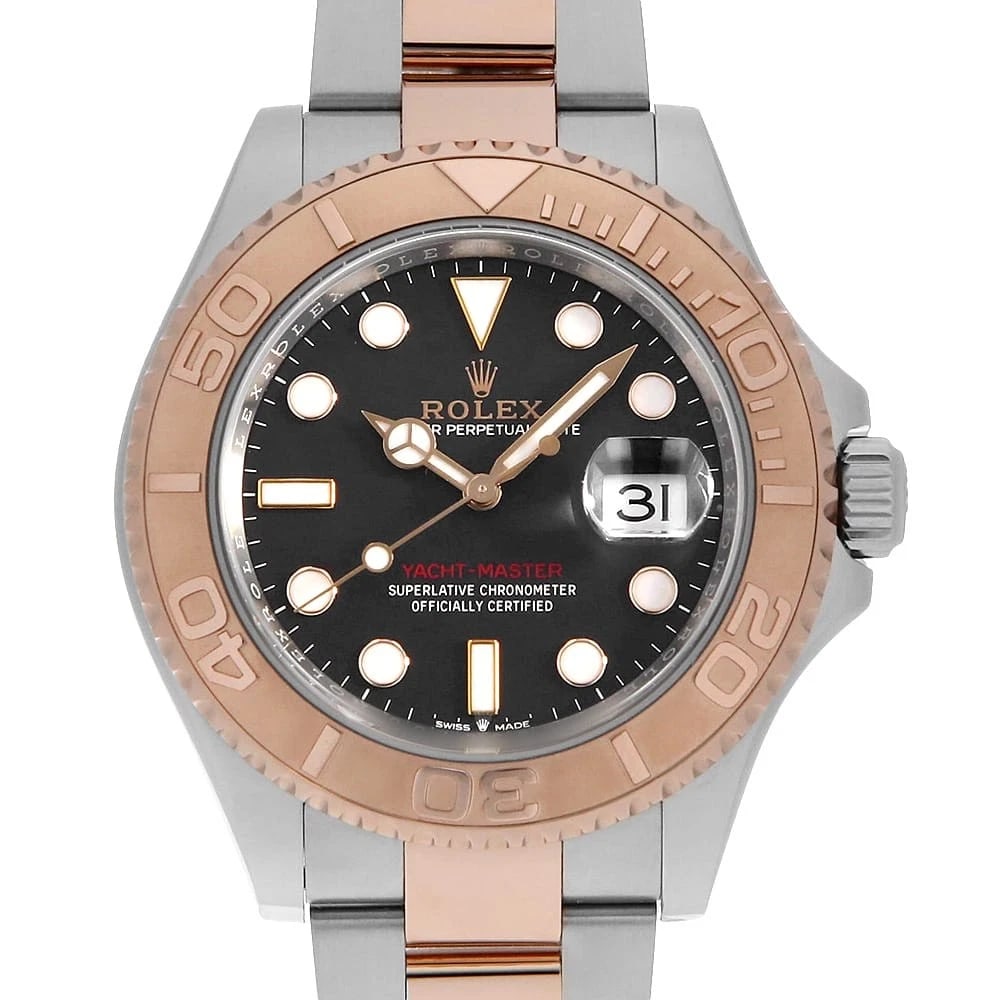 ROLEX YACHT MASTER BLACK WATCH: ROLEX Yacht master black watch Brand: ROLEX Type/Style: Wrist watch Material: Band Material Stainless Steel/Everose Gold, Case Material Stainless Steel/Everose Gold Color: Dial Color Black Size: Case: