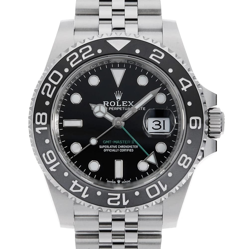 ROLEX GMT MASTER BLACK STAINLESS STEEL WATCH: ROLEX GMT Master black Stainless Steel watch Brand: ROLEX Type/Style: Wrist watch Material: Band Material Stainless Steel, Case Material Stainless Steel Color: Dial Color Black Size: Case:W40mm Circum