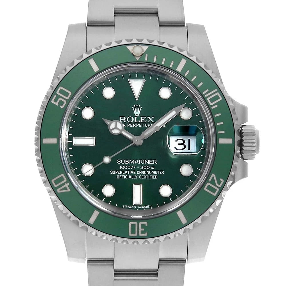 ROLEX SUBMARINER DATE GREEN WATCH: ROLEX SUBMARINER Date green watch Brand: ROLEX Type/Style: Wrist watch Material: Band Material Stainless Steel, Case Material Stainless Steel Color: Dial Color Green Size: Case:W40mm Circumference of 