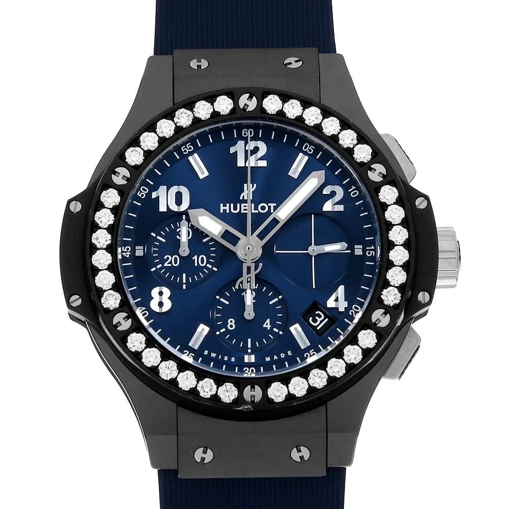 HUBLOT BIG BANG CERAMIC BLUE DIAMOND WATCH: HUBLOT big bang ceramic blue diamond watch Brand: HUBLOT Type/Style: Wrist watch Material: Band Material rubber, Case Material Ceramic Color: Dial Color Blue Size: Case:W41mm Accessories: None