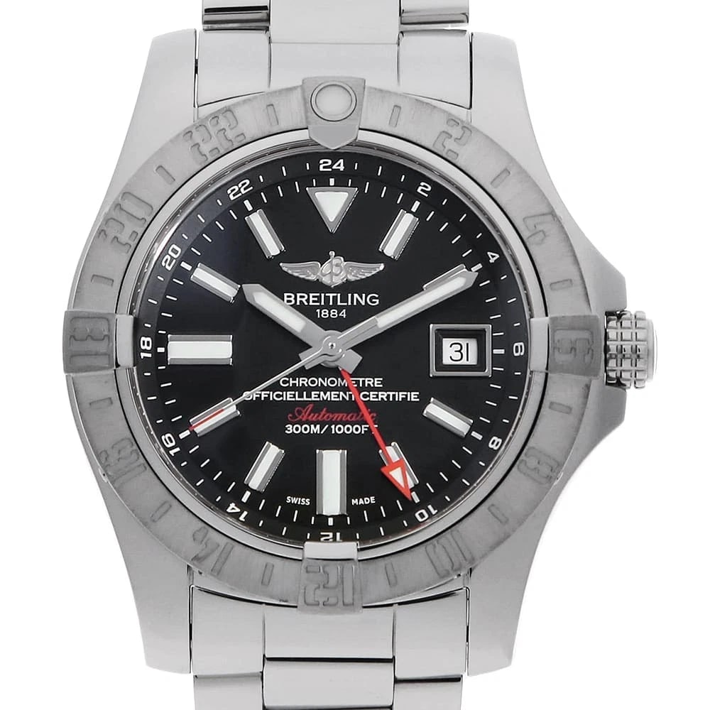BREITLING AVENGER STAINLESS STEEL WATCH: BREITLING Avenger Stainless Steel watch Brand: BREITLING Type/Style: Wrist watch Material: Band Material Stainless Steel, Case Material Stainless Steel Color: Dial Color Black Size: Case:W43mm Circumf