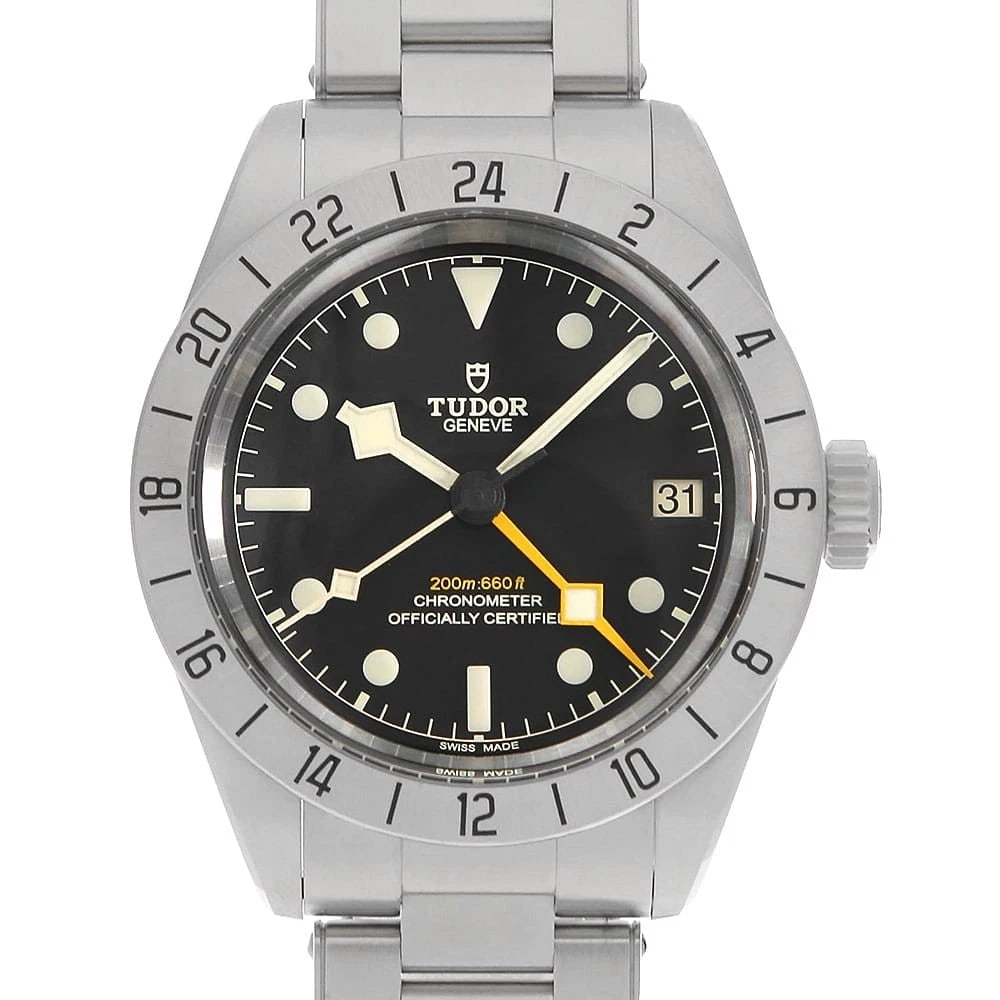 TUDOR BLACK STAINLESS STEEL WATCH: TUDOR Black Stainless Steel watch Brand: TUDOR Type/Style: Wrist watch Material: Band Material Stainless Steel, Case Material Stainless Steel Color: Dial Color Black Size: Case:W39mm Circumference of