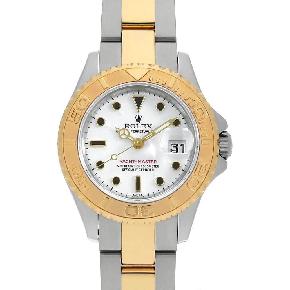 ROLEX YACHT MASTER WHITE WATCH: ROLEX Yacht master white watch Brand: ROLEX Type/Style: Wrist watch Material: Band Material Stainless Steel/Yellow Gold, Case Material Stainless Steel/Yellow Gold Color: Dial Color White Size: Case:W2