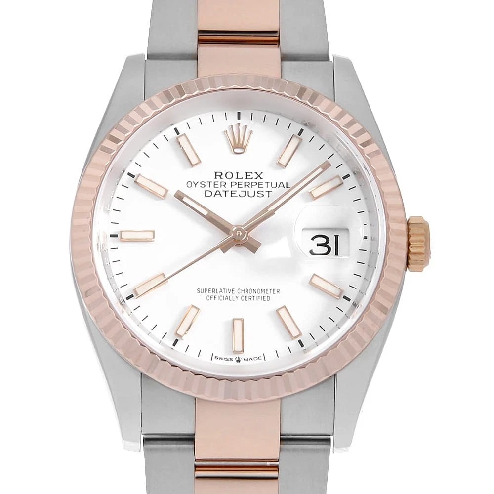 ROLEX DATEJUST WHITE OYSTER STAINLESS STEEL WATCH: ROLEX DATEJUST white oyster Stainless Steel watch Brand: ROLEX Type/Style: Wrist watch Material: Band Material Stainless Steel/Everose Gold, Case Material Stainless Steel/Everose Gold Color: Dial Colo
