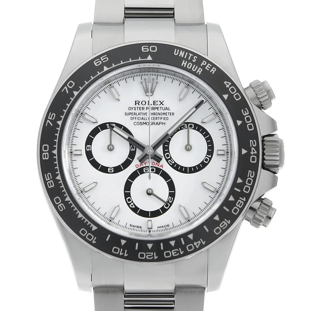 ROLEX COSMOGRAPH DAYTONA WHITE STAINLESS STEEL WATCH: ROLEX Cosmograph Daytona white Stainless Steel watch Brand: ROLEX Type/Style: Wrist watch Material: Band Material Stainless Steel, Case Material Stainless Steel Color: Dial Color White Size: Case:W40m