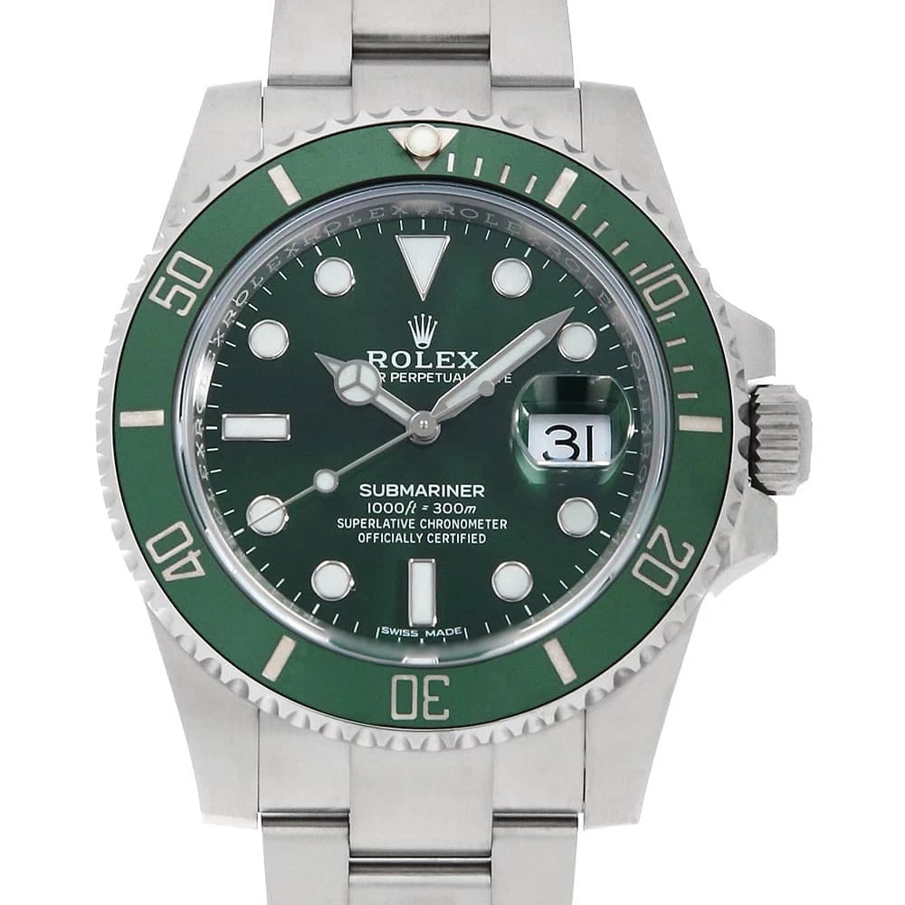 ROLEX SUBMARINER DATE GREEN WATCH: ROLEX SUBMARINER Date green watch Brand: ROLEX Type/Style: Wrist watch Material: Band Material Stainless Steel, Case Material Stainless Steel Color: Dial Color Green Size: Case:W40mm Circumference of 