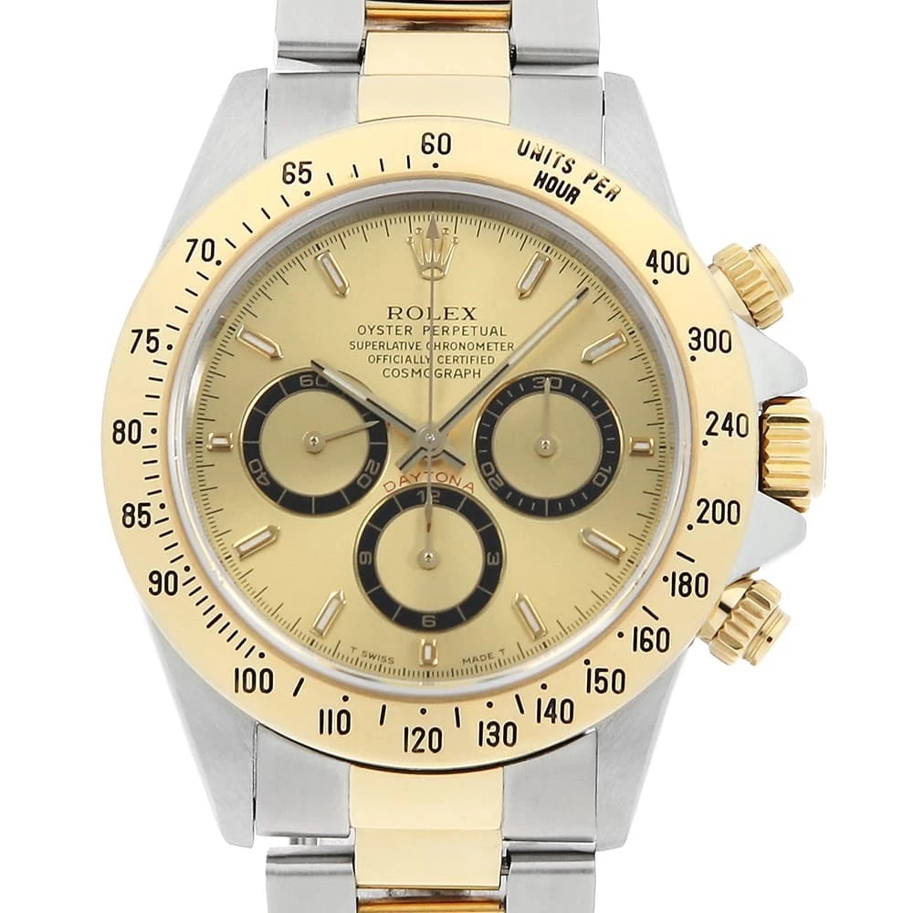 ROLEX COSMOGRAPH DAYTONA CHAMPAGNE WATCH: ROLEX Cosmograph Daytona Champagne watch Brand: ROLEX Type/Style: Wrist watch Material: Band Material Stainless Steel/Yellow Gold, Case Material Stainless Steel/Yellow Gold Color: Dial Color Champagne