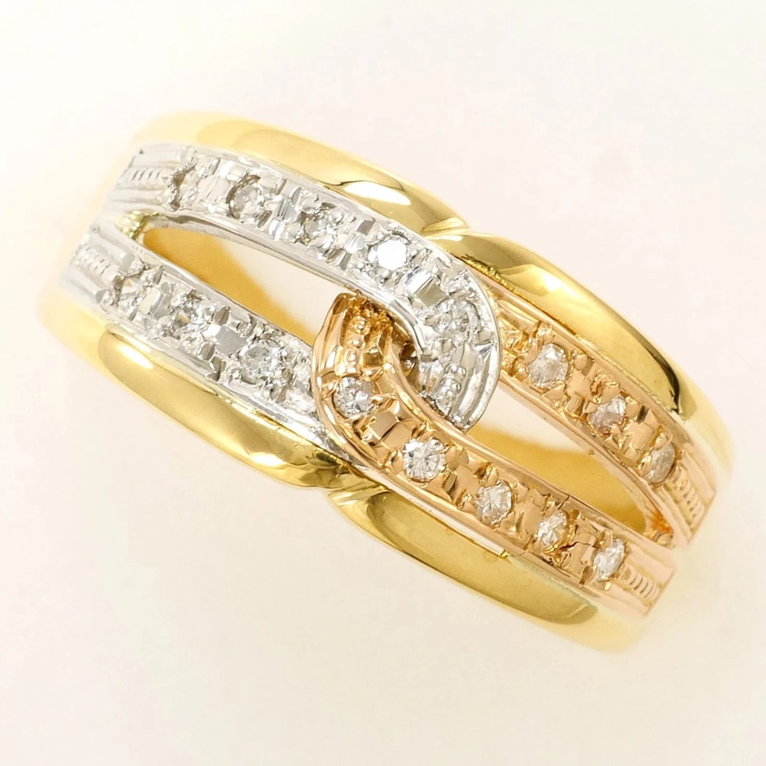 PLATINUM 900 18K YELLOW GOLD RING WITH DIAMOND (1 of 4)