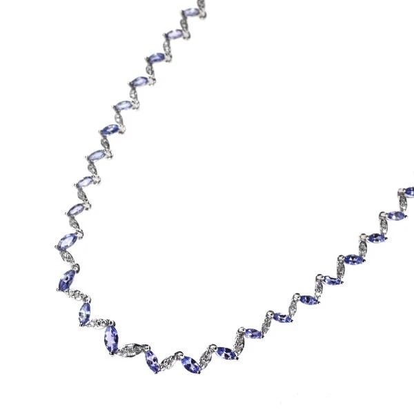 K18WG TANZANITE DIAMOND NECKLACE: K18WG Tanzanite Diamond Necklace Brand: None Type/Style: necklaces Material: K18WG, Main Stone Tanzanite Color: WG Size: Necklace: Chain Length 41 Length/Width/Diameter5.3 Accessories: None