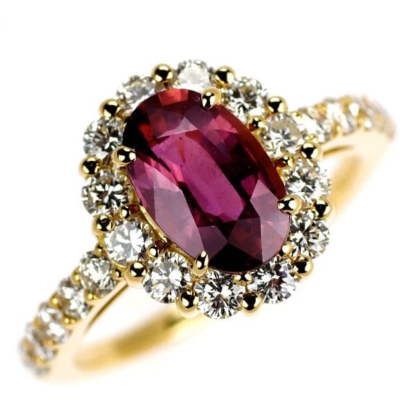 BRAND K18YG UNHEATED RUBY DIAMOND RING: Brand K18YG Unheated Ruby Diamond Ring Brand: None Type/Style: ring Material: K18YG, Main Stone Ruby Color: YG Size: 6US Accessories: None Accessories Notice: When purchasing pre-owned goo