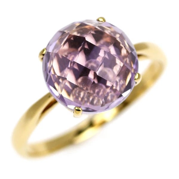 K18YG AMETHYST RING MOVING STONE: K18YG amethyst ring moving stone Brand: None Type/Style: ring Material: K18YG, Main Stone amethyst Color: YG Size: 6.75 - 7US Accessories: None Accessories Notice: When purchasing pre-owned goods,