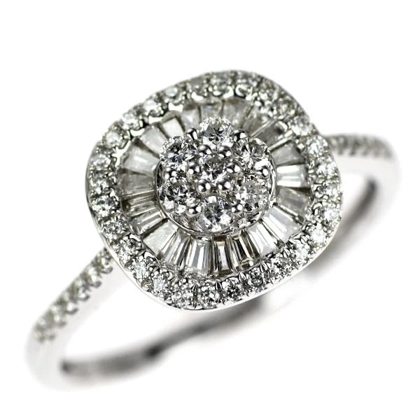 K18WG DIAMOND RING: K18WG diamond ring Brand: None Type/Style: ring Material: K18WG, Color: WG Size: 6.25 - 6.5US Accessories: None Accessories Notice: When purchasing pre-owned goods, please refer to the photos of the