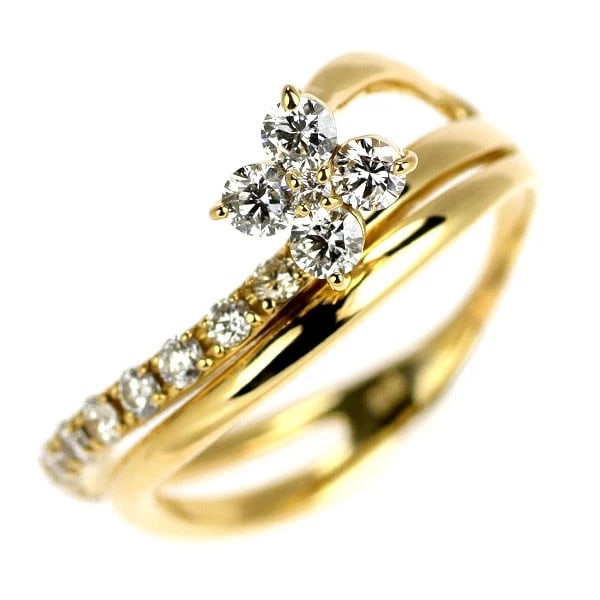 K18YG DIAMOND RING: K18YG diamond ring Brand: None Type/Style: ring Material: K18YG, Color: YG Size: 4US Accessories: None Accessories Notice: When purchasing pre-owned goods, please refer to the photos of the items to