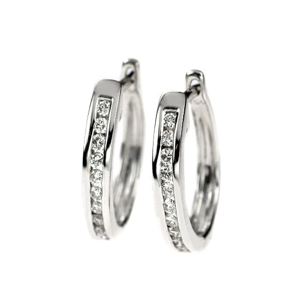 K18WG DIAMOND HOOP EARRINGS: K18WG Diamond Hoop Earrings Brand: None Type/Style: piercing Material: K18WG, Color: WG Size: Length/Width/Diameter16.4 Accessories: None Accessories Notice: When purchasing pre-owned goods, please
