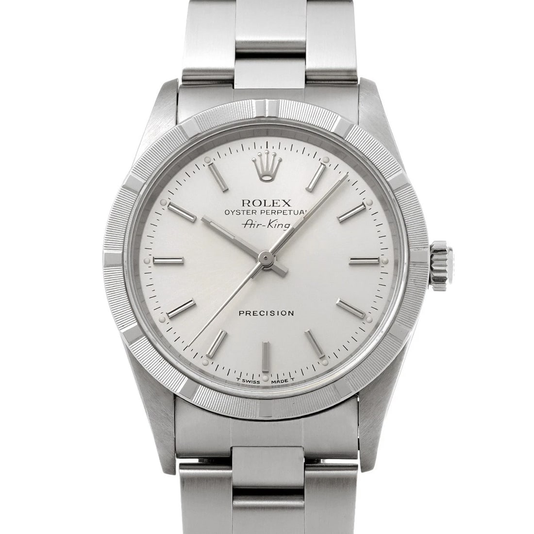 ROLEX AIR-KING SILVER WATCH: ROLEX Air-King Silver Watch Brand: ROLEX Type/Style: Wristwatch Material: Band Material Stainless steel, Case Material Stainless steel Color: Dial Color Silver Size: ?Case? H/about 34mm W/about 34mm D