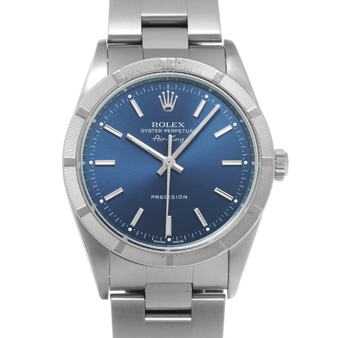 ROLEX AIR-KING BLUE WATCH: ROLEX Air-King blue Watch Brand: ROLEX Type/Style: Wristwatch Material: Band Material Stainless steel, Case Material Stainless steel Color: Dial Color blue Size: ?Case? H/about 34mm W/about 34mm D/abo