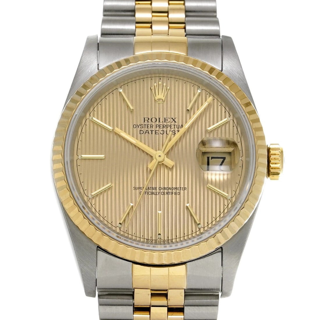 ROLEX DATEJUST CHAMPAGNE TAPESTRY WATCH: ROLEX Datejust Champagne tapestry Watch Brand: ROLEX Type/Style: Wristwatch Material: Band Material Stainless steel/Yellow Gold, Case Material Stainless steel/Yellow Gold Color: Dial Color Champagne t