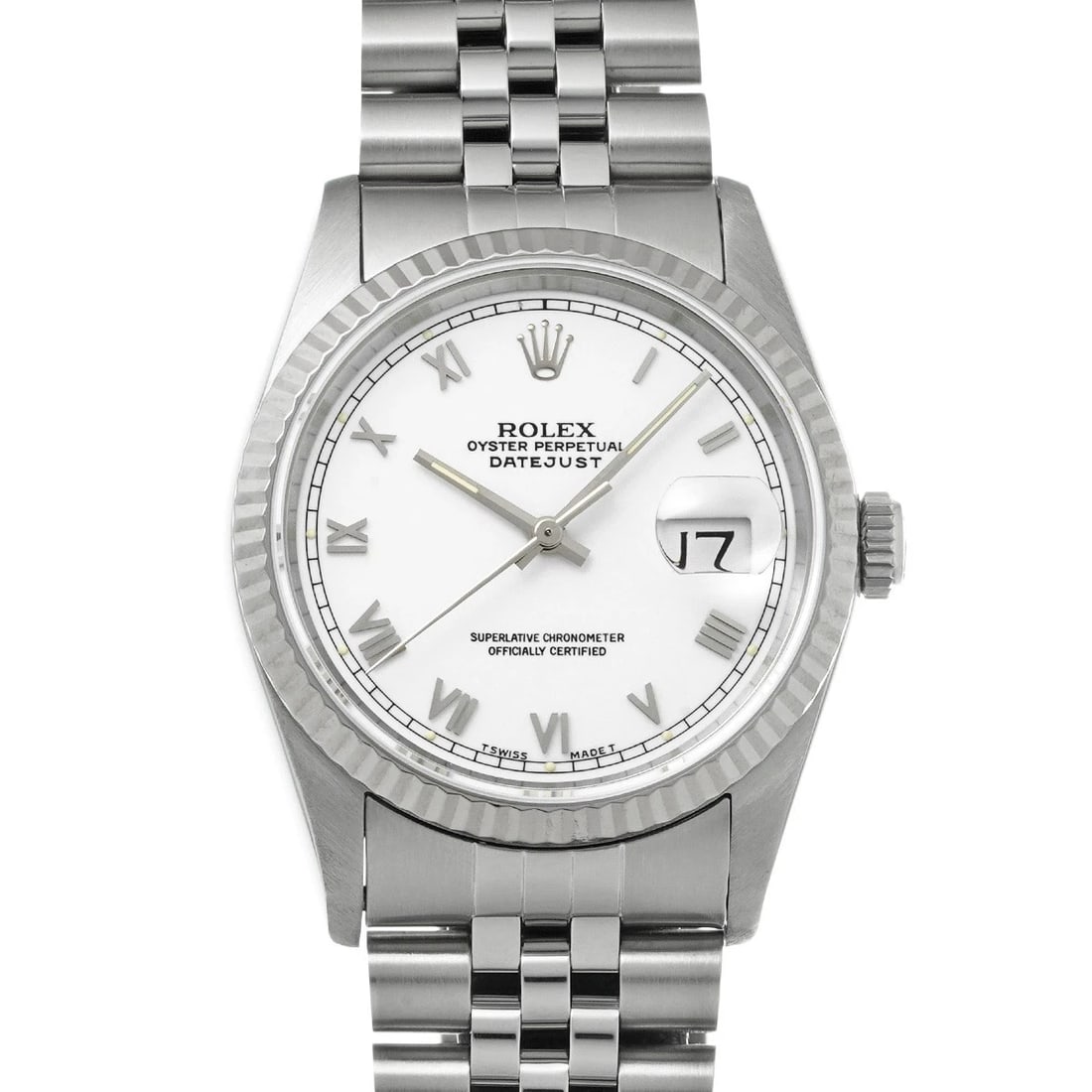 ROLEX DATEJUST WHITE WATCH: ROLEX Datejust white Watch Brand: ROLEX Type/Style: Wristwatch Material: Band Material Stainless steel, Case Material Stainless steel Color: Dial Color white Size: ?Case? H/about 36mm W/about 36mm D/a