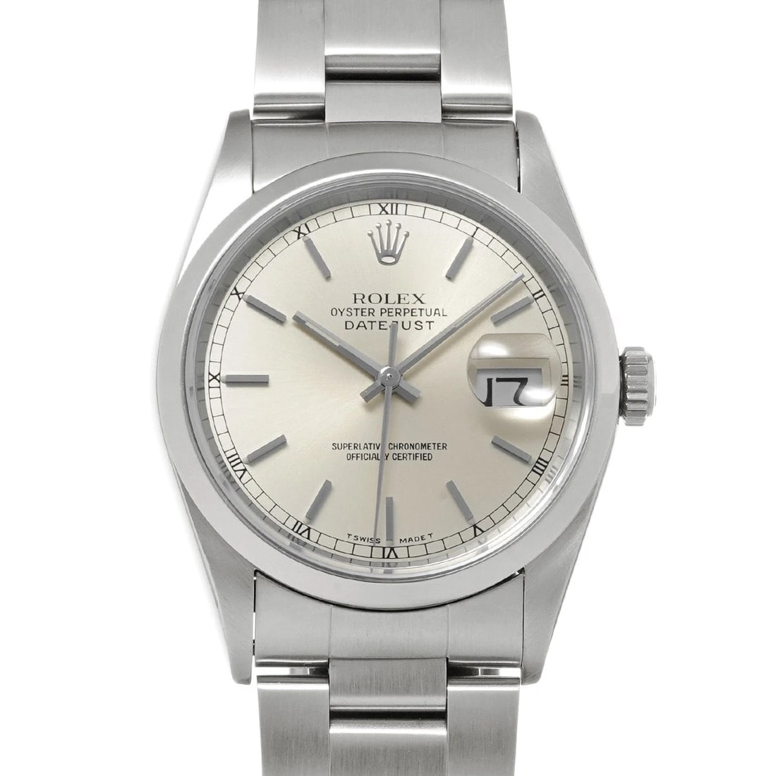 ROLEX DATEJUST SILVER WATCH: ROLEX Datejust Silver Watch Brand: ROLEX Type/Style: Wristwatch Material: Band Material Stainless steel, Case Material Stainless steel Color: Dial Color Silver Size: ?Case? H/about 36mm W/about 36mm