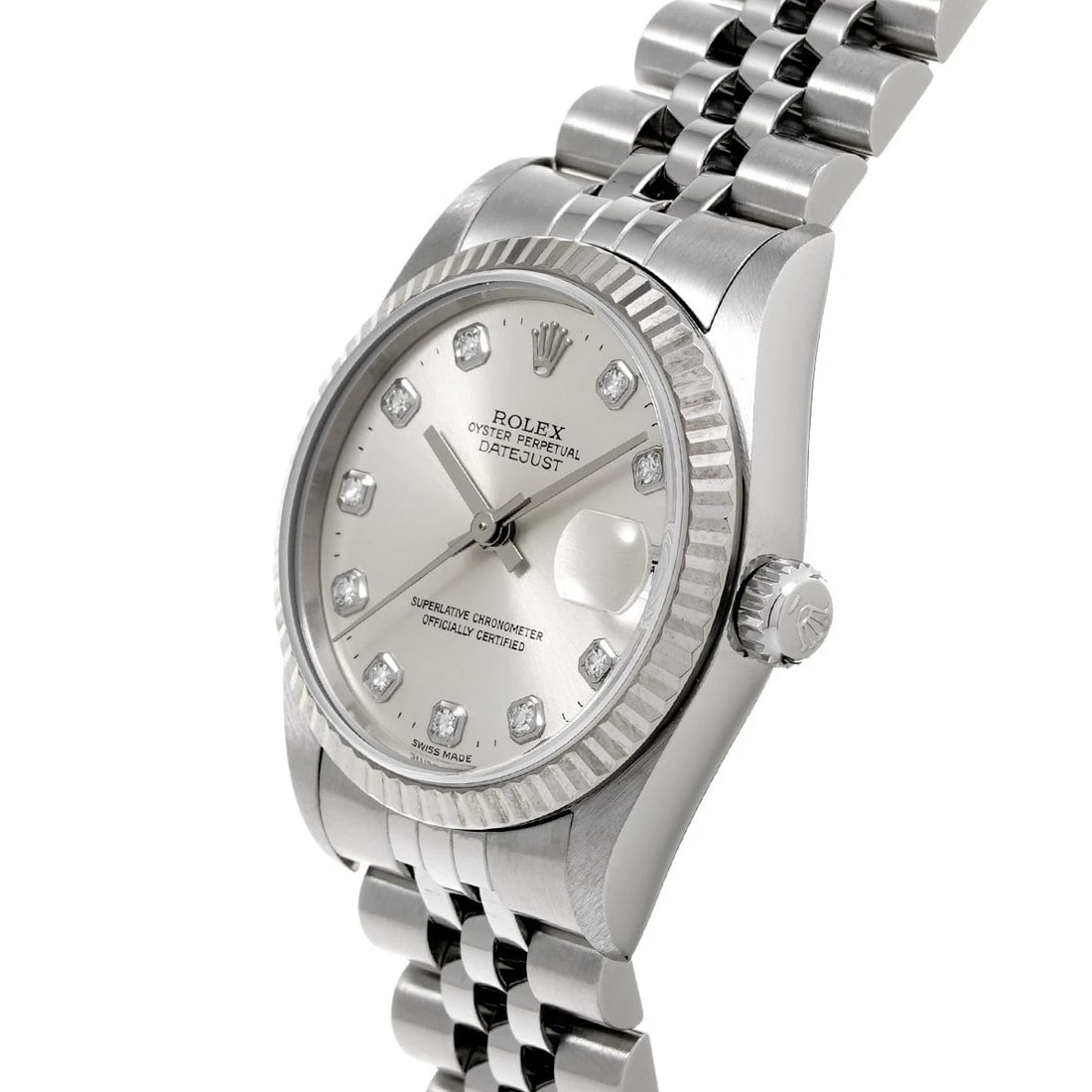 ROLEX DATEJUST SILVER/DIAMOND WATCH - 2