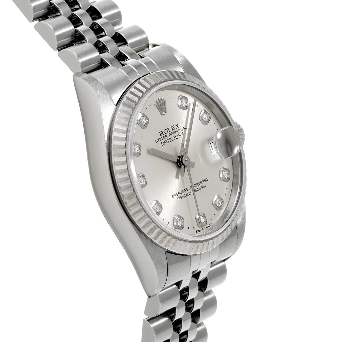 ROLEX DATEJUST SILVER/DIAMOND WATCH - 3