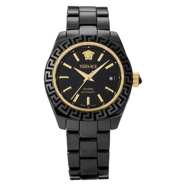VERSACE DV ONE BLACK WATCH: VERSACE DV ONE Black Watch Brand: Versace Type/Style: Wristwatch Material: Case Material Ceramic Band material Ceramic Color: Case Color Black Size: [Case size] Height 40 x width 40 x thickness 10.5mm