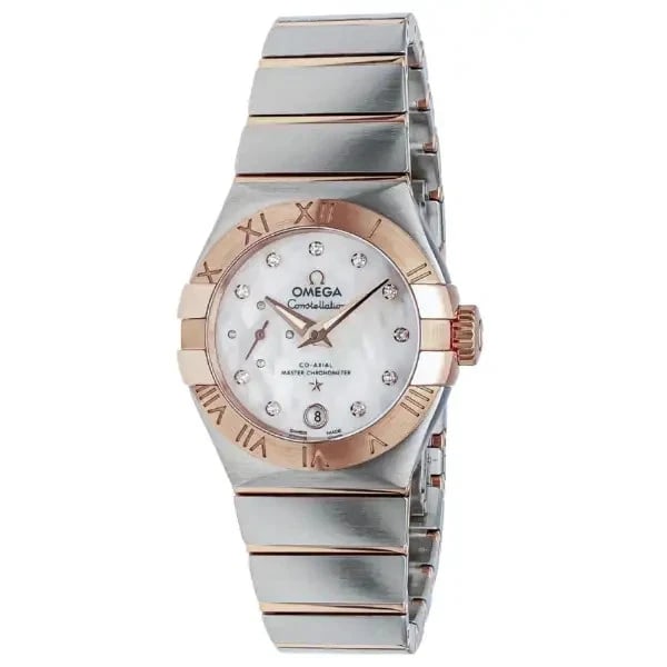 OMEGA CONSTELLATION WATCH: Omega Constellation Watch Brand: OMEGA Type/Style: Wristwatch Material: Case Material Stainless Steel/18K Red Gold Band Material: Stainless Steel/18K Red Gold Color: none Size: Case Size: 27mm x 27mm