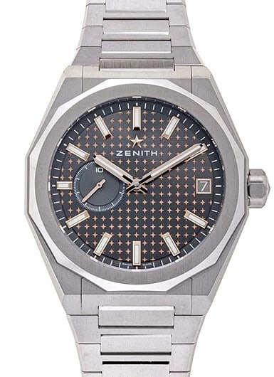 ZENITH DEFY SKYLINE GREY WATCH: Zenith Defy Skyline Grey Watch Brand: Zenith Type/Style: Wristwatch Material: Case Material Material: SS Color: Gray Size: Case diameter: 41mm Accessories: None Accessories Notice: When purchasing