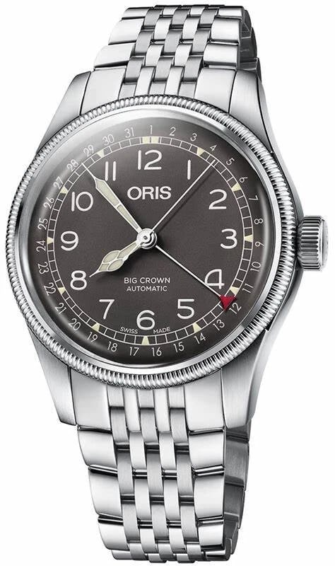 ORIS BIG CROWN POINTER DATE WATCH: ORIS Big Crown Pointer Date Watch Brand: Oris Type/Style: Wristwatch Material: Case Material Stainless steel Color: Dial color: Black Size: Case diameter: 40 mm Accessories: None Accessories Notice: