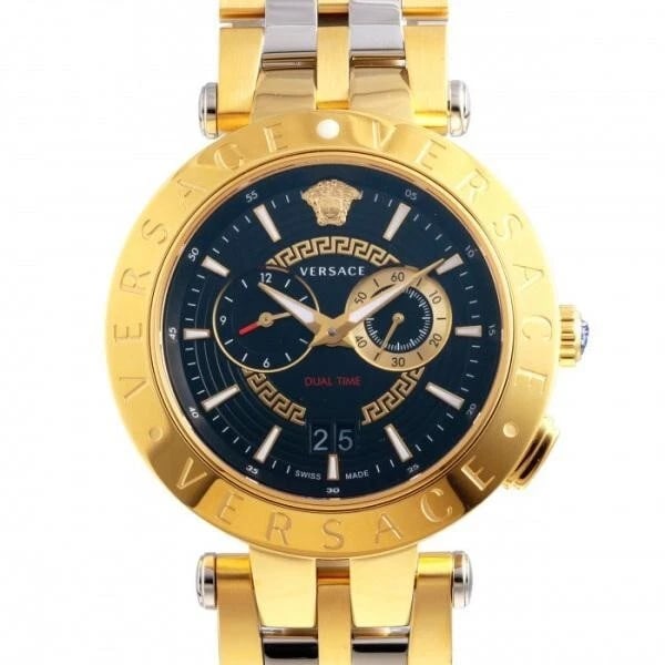 VERSACE V RACE DUAL TIME WATCH: Versace V Race Dual Time Watch Brand: Versace Type/Style: Wristwatch Material: Case Material Material Stainless steel (yellow gold ion plating) Color: Dial color Black Size: Case size Approx. 46.0mm
