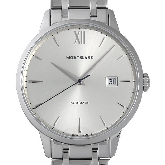 MONTBLANC HERITAGE SPIRIT DATE AUTOMATIC WATCH: MONTBLANC Heritage Spirit Date Automatic Watch Brand: Montblanc Type/Style: Wristwatch Material: Case Material Stainless steel Color: Dial color: Silver Size: Case diameter: 41 mm Accessories: None