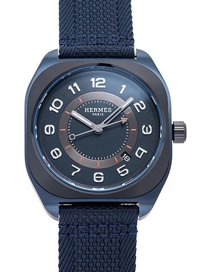 HERMES BLUE BRAND WATCH: Hermes Blue Brand Watch Brand: HERMES Type/Style: Wristwatch Material: Case Material Dial Material: CE x TI (PVD) Color: Blue Size: Case Diameter: 39mm Accessories: None Accessories Notice