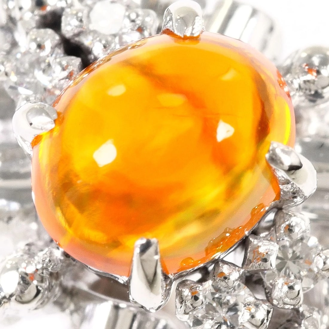 PT900 PLATINUM RING FIRE OPAL - 2