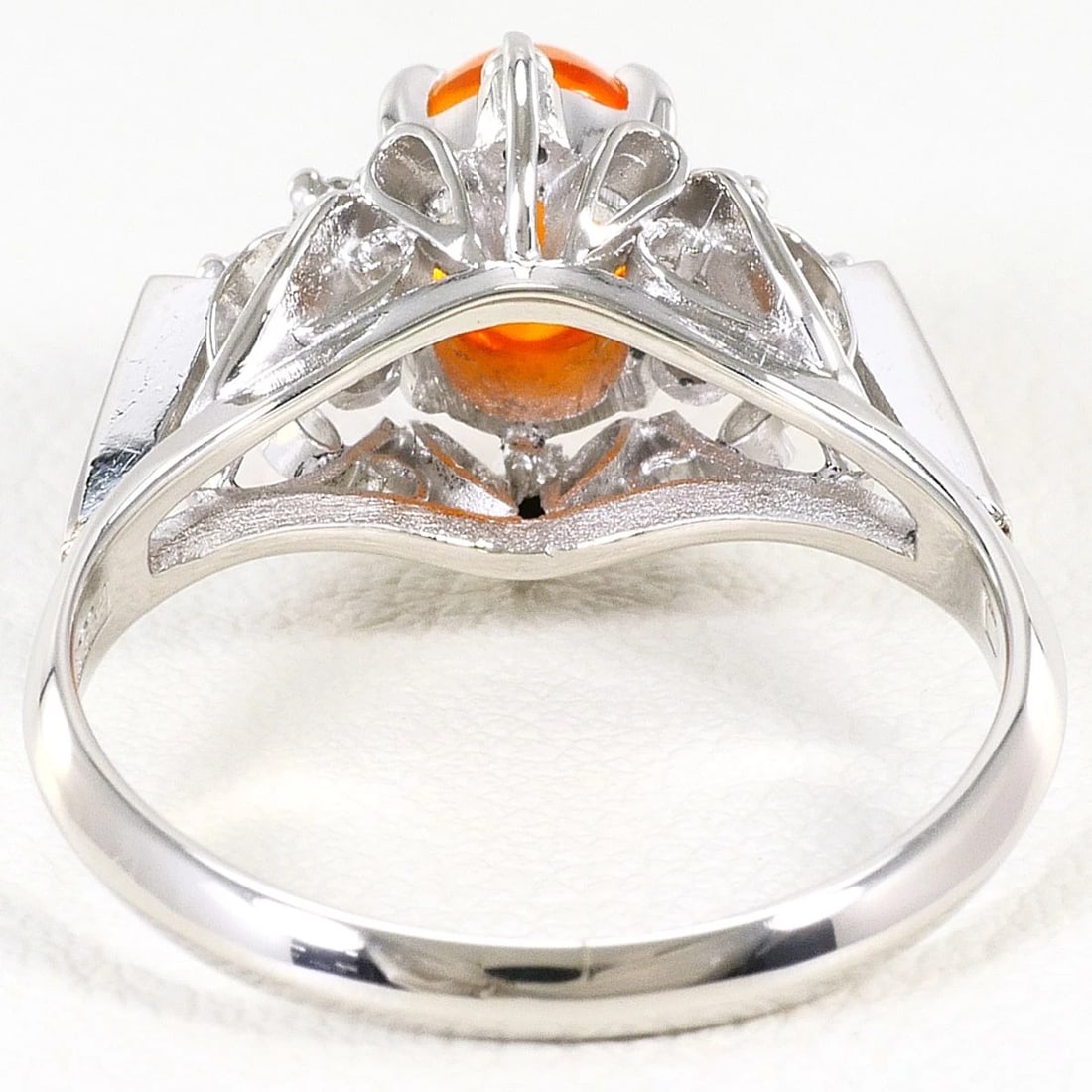 PT900 PLATINUM RING FIRE OPAL - 4