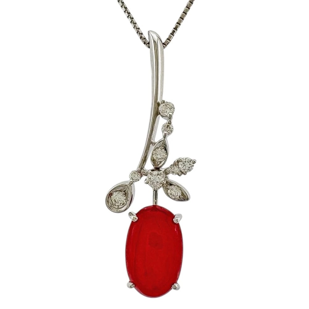 TASAKI NECKLACE K18 WHITE GOLD: TASAKI Necklace K18 white gold Brand: TASAKI Type/Style: Necklace Material: K18 white gold, Main Stone Natural rhodonite Color: Silver Size: Total Length:45cm Chain width:0.6mm Top:W14.5mm x H38.0mm