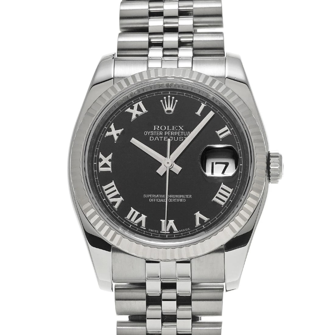 ROLEX DATEJUST BLACK WATCH: ROLEX Datejust black Watch Brand: ROLEX Type/Style: Wristwatch Material: Band Material Stainless steel, Case Material Stainless steel Color: Dial Color black Size: ?Case? H/about 36mm W/about 36mm D/a