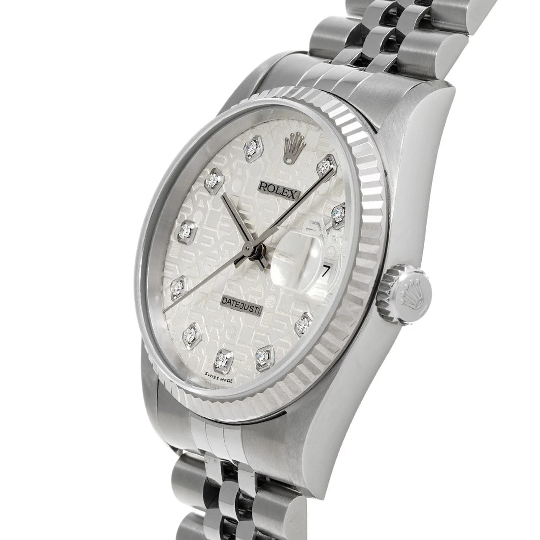 ROLEX DATEJUST SILVER COMPUTER/DIAMOND WATCH - 2