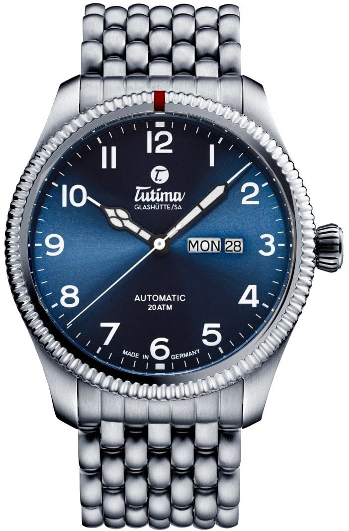 TUTIMA GRAND FLIEGER CLASSIC BLUE WATCH: TUTIMA Grand Flieger Classic Blue Watch Brand: Longines Type/Style: Wristwatch Material: Case Material Stainless steel/SS (band) Stainless steel/SS Color: Dial Color Blue Size: (case width) 43mm